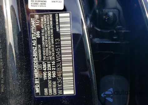 2020 Mercedes-Benz A 220 из США, поврежденный, VIN W1K3G4EB3LW045113